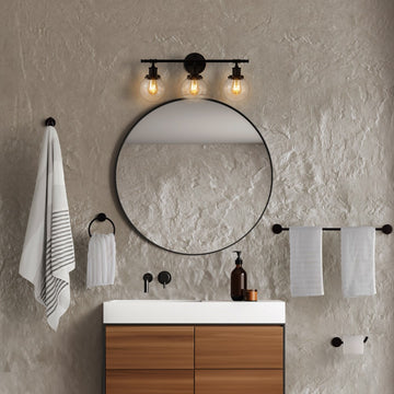 Hugo 24.5" 3-Light Farmhouse Classic Vanity Light with Bathroom Hardware Accessory Set - JONATHAN Y